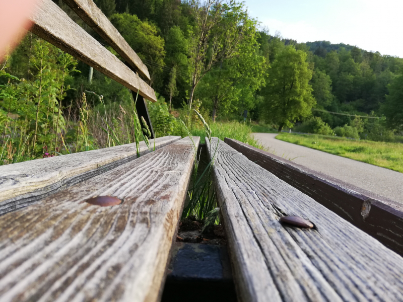 Foto auf Bank